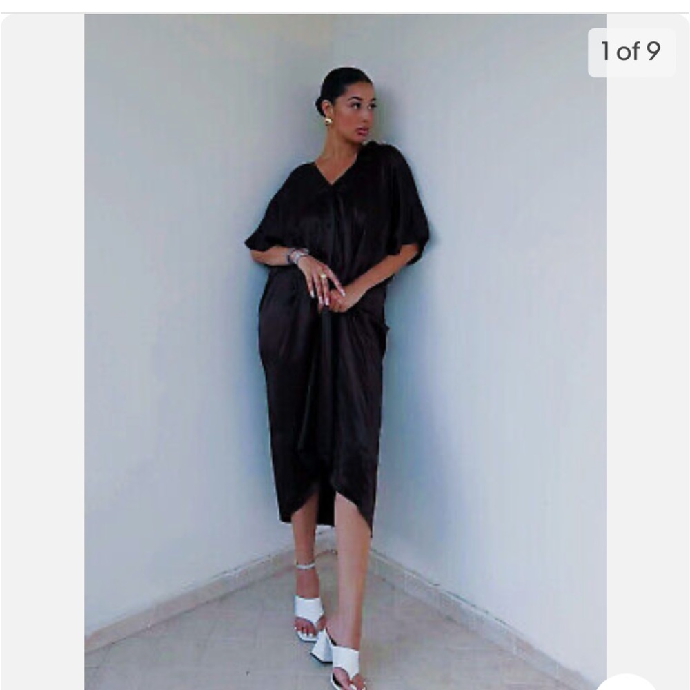 Zara Black Satin Effect Tunic Dress Size XL